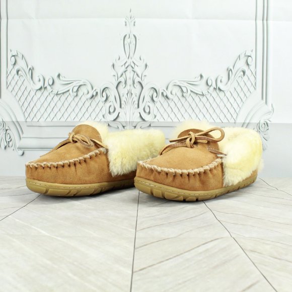 *LL BEAN Suede Shearling Lined Wicked Good Moccasin Slippers 10 Inch - Picture 2 of 9